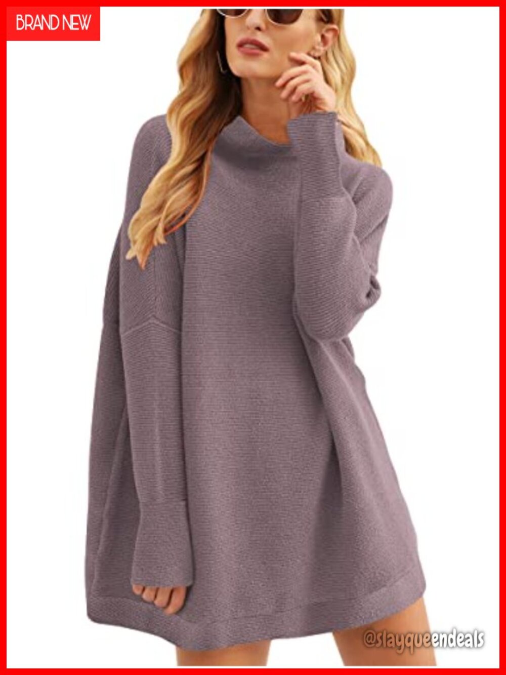 Oversized Turtleneck Tunic Sweater Long Sleeve Pullover